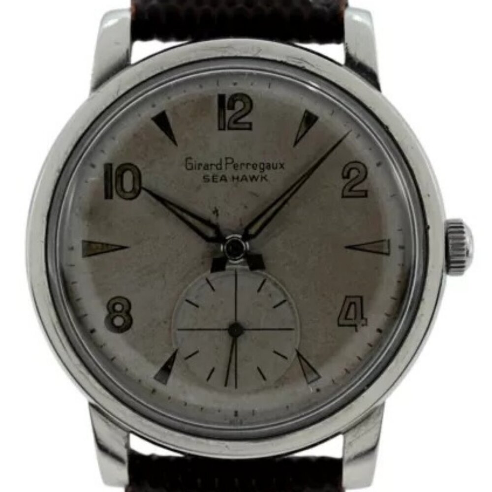 Vintage 1950's Girard Perregaux Sea Hawk 34mm SS Mechanical Cal 18 993 Watch!